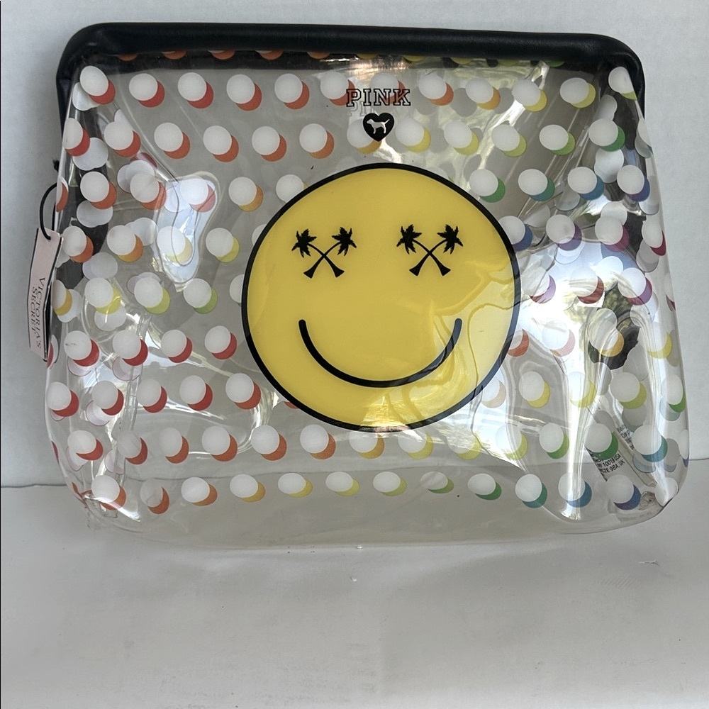 Victoria's Secret Clear Pouch with Smiley and Polka Dots